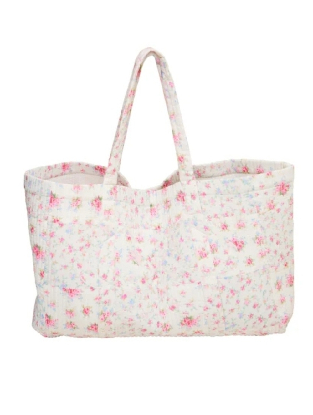 Loveshackfancy Quilted Cyndi Tote in Pastel White Pink One Size MSRP $345